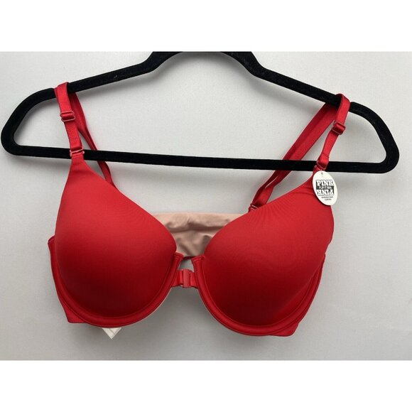 Victoria's Secret Other - PINK Victoria's Secret Reversible Front Close Bra Lined Red 34D